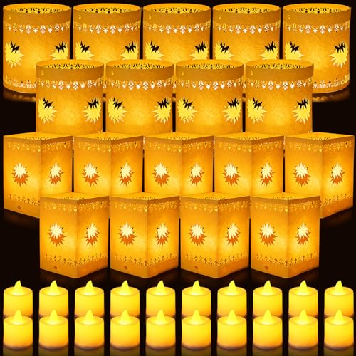 40 Pcs Paper Lanterns with LED Candles for Table Centerpieces