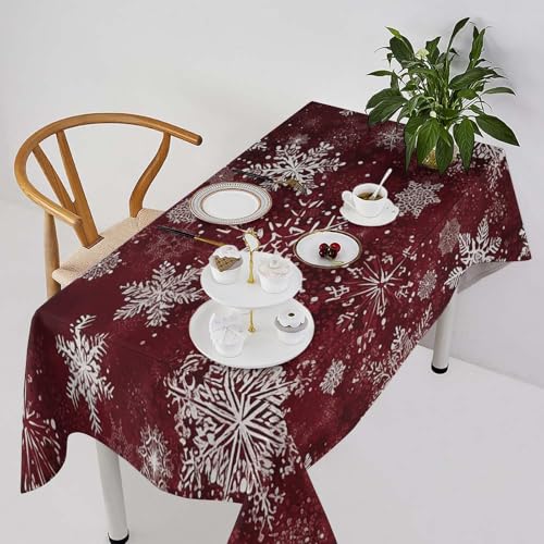 Nappe de table rectangulaire lavable au motif imprimé flocon de neige durable