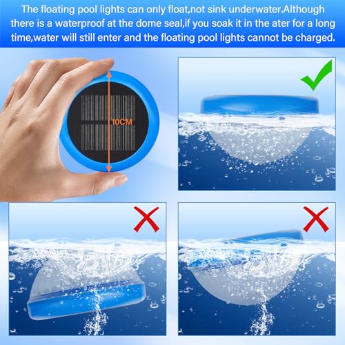 mopfay Floating Pool Lights,Pool Lights with RGB Color Changing,Waterproof Solar Pool Light for Pool Accessories,Pool Lights That Float for Swimming Pool,Pond,Spa,Hot Tub,Garden (1PCS)