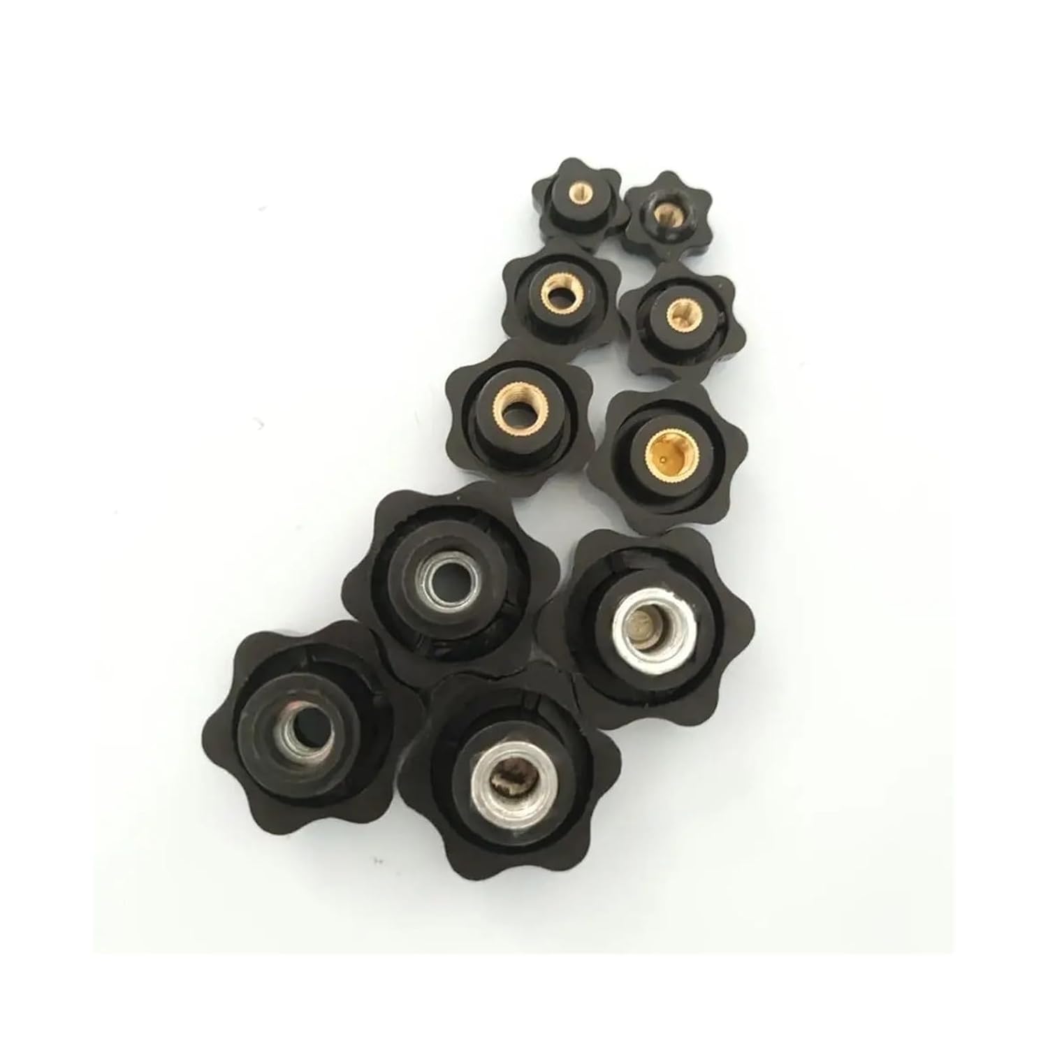 5PCS M4 M5 M6 M8 M10 M12 Plum Hand Tighten Nuts Handle Thread Mechanical Black Thumb Nuts Clamping Knob Manual Nuts (Color : No Perforated, Size : M8 48 Iron ore)