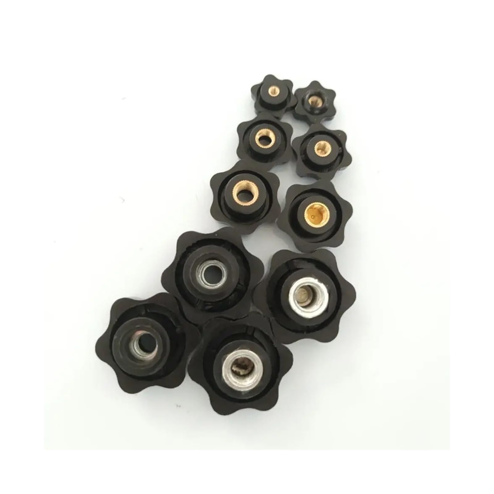 5-Piece Plum Hand-Tighten Nuts - M4 M5 M6 M8 M10 M12 Thread, Black Mechanical Handles
