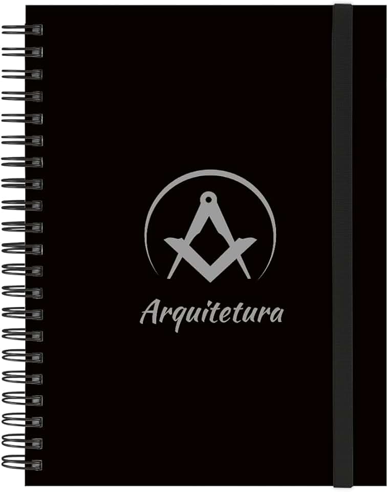 Caderno Universitário Plus 12 Matérias Profissões Arquitetura (Preto e Prata)
