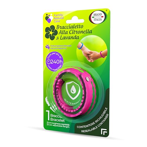 BRACCIALETTO DIFFUSORE PROFUMATO ALLA CITRONELLA E LAVANDA - VERSIONE ADULTI - DURA 240h - RESITENTE ALL'ACQUA - DERMATOLOGICAMENTE TESTATO