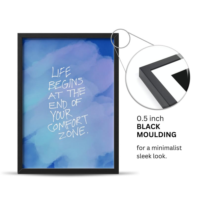 Image of Wall Framed Posters | 8x12 inch size | Motivational Quotes Posters |Motivational Photo Frame - inchLife Begins at the End of Your Comfort Zone inch - Inspirational Wall Decor for Office, Home, or Study Room