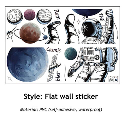 Astronaut Wall Mural Decals,3D Planet Universe Galaxy Outer Space Wall Stickers, Peel And Stick Removable Space Capsule Window Wall Stickers For Kids Nursery Bedroom Living Room (Space Walker) #TOP2