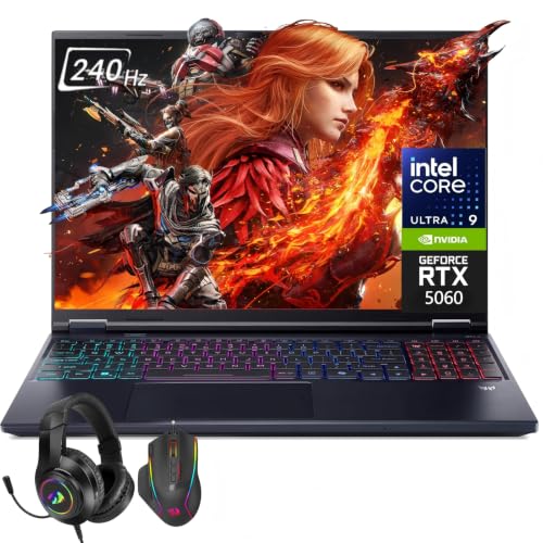 Acer Predator Helios Neo 16S AI Gaming Laptop, Intel Ultra 9 275HX Up to 5.4 GHz, NVIDIA RTX 5060, 16" OLED 240Hz, 32GB DDR5, 1TB SSD, RGB Backlit KB, Thunderbolt, Windows 11 Pro, Headset & Mouse Set