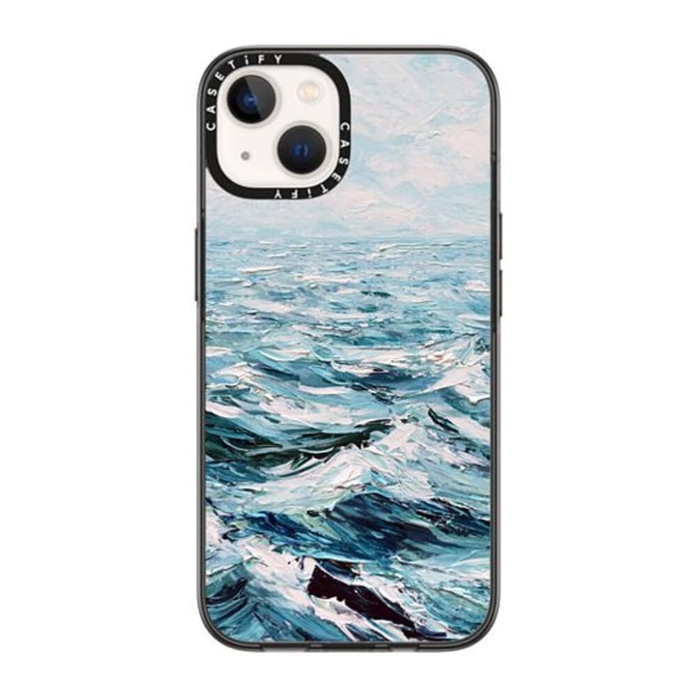 Coque iPhone 14 CASETiFY compacte bleu profond et noir transparent - 5