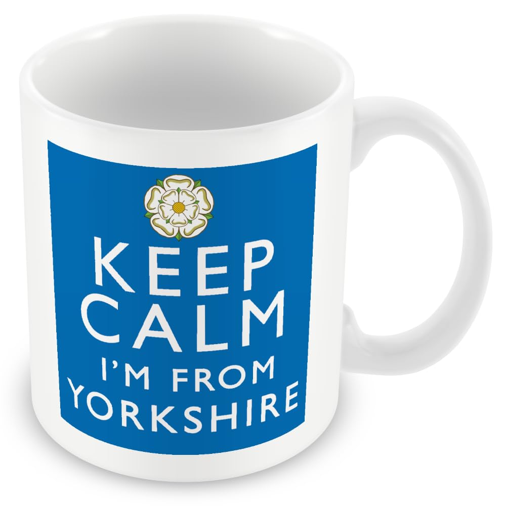 MUGGZ Keep Calm I’m from Yorkshire Flag Mug | Funny UK Gift | Ceramic Coffee Tea Cup | 11oz Dishwasher Microwave Safe — image 1