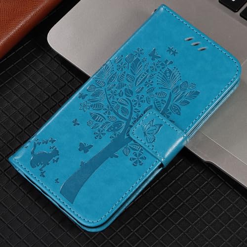 Capa para celular Galaxy A55 5G, carteira feminina flip com porta-cartões de crédito em relevo árvor