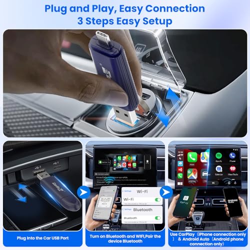 Image of Carlinkit Mini SE Pro Wireless Android Auto & CarPlay Adapter, 2-in-1 Mini Converts Wired to Wireless Dongle for USB-C /A Plug and Play Low Latency Portable /iPhone iOS 10+ / Android 11+