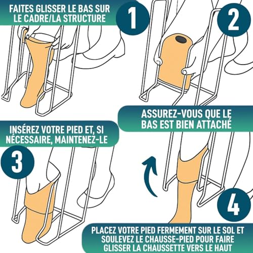 OrtoPrime Enfile bas de contention en acier – Enfile chaussette pratique pour seniors – Appareil pour enfiler les bas de contention facile à utiliser – Aide pour s’habiller autonome – vue 2