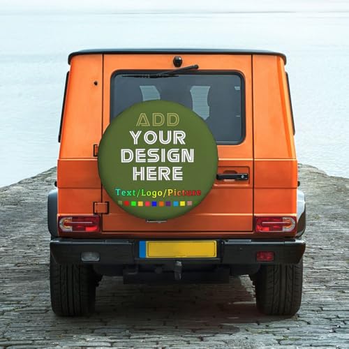 Image of Custom Spare Tire Cover Personalized Tire Covers Add Your Own Design Logo Picture Customize Wheel Cover Universal Size 14-17 in Fit for Jeep Trailer Camper RV Wheel Covers, OliveDrab