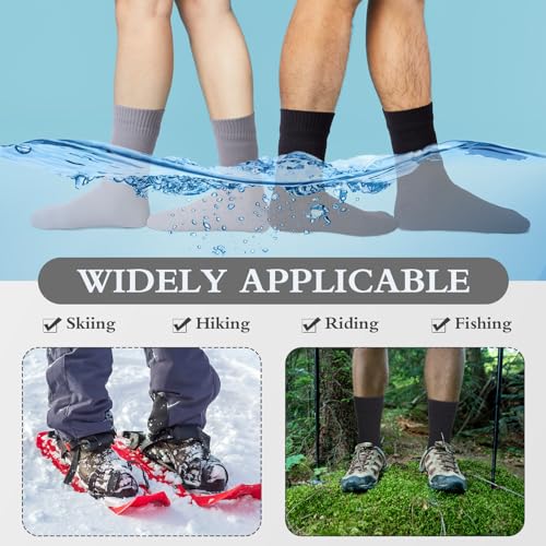 Image of Jeyiour 2 Pairs Waterproof Socks Unisex Waterproof Breathable Outdoor Skiing Hiking Wading Fishing Socks for Men Women