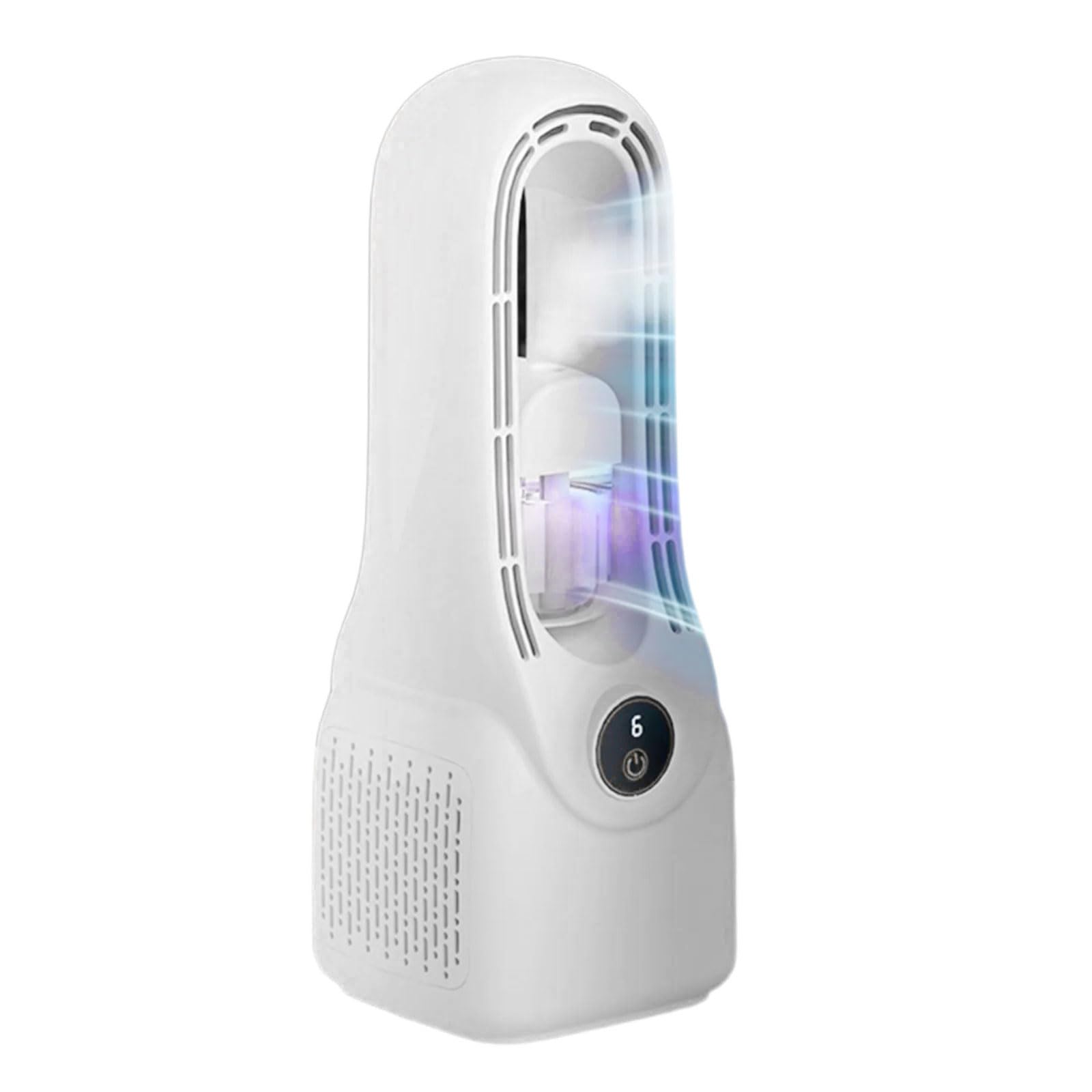 Uqezagpa Portable Desk Fan with Visible Water Reservoir and Mist, Bladeless Type-C Rechargeable Fan for Bedside Dorm Use Bedside Misting with Bladeless