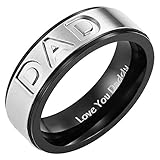 Willis Judd Mens DAD Titanium 7mm Ring Engraved Love You Daddy with Gift Pouch