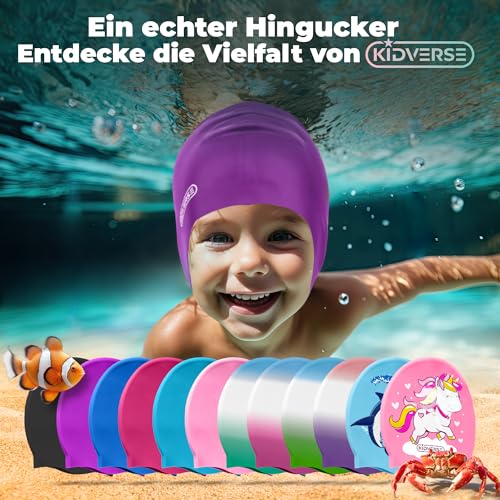 KIDVERSE Badekappe Kinder wasserdicht - Schwimmhaube Kinder mit Anti-Rutsch-Noppen - Badekappen für Schwimmer mit UV Schutz - Schwimmhaube… – Ansicht 6