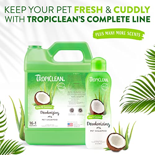 Tropiclean Aloe & Coconut Deodorizing Dog Shampoo For Smelly Dogs | Odor Control Shampoo For Stinky Dogs | Natural Pet Shampoo Derived From Natural Ingredients | Cat Friendly | Made In The Usa | 20 Oz #TOP6