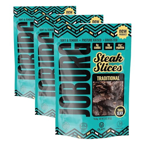 JOBURG TRADITIONAL FLAVOR Steak Slices Biltong Meat Snack Kosher Halal (2OZ, TRADITIONAL) (Pack of 3)