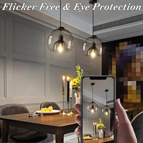MIXL - Smoked Glass Pendant Light,Globe Kitchen Island Pendant Lighting,Modern Hanging Light Fixture Ceiling for Bedroom Living Room and Study Room by MIXL - Used condition - Image 6