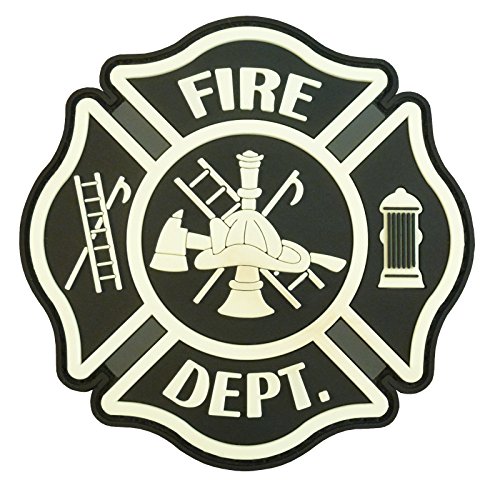 Fire Fighter Dept EMS EMT Rescue Firemen Engine Morale Gear PVC Touch Fastener Patch (Black and White Glow Dark)