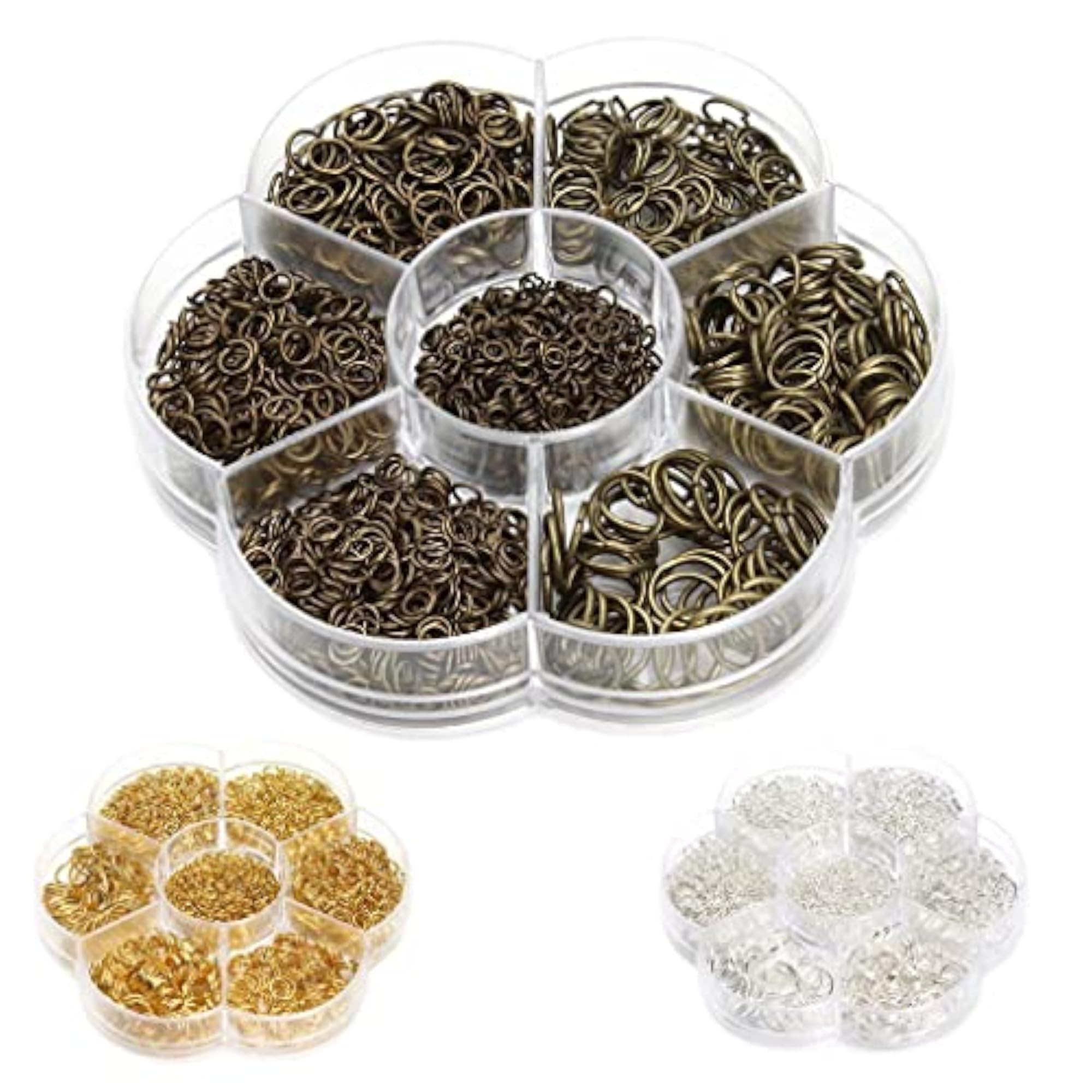 Mixed Size Iron Plated Jump Rings for Jewelry Making, Bronze