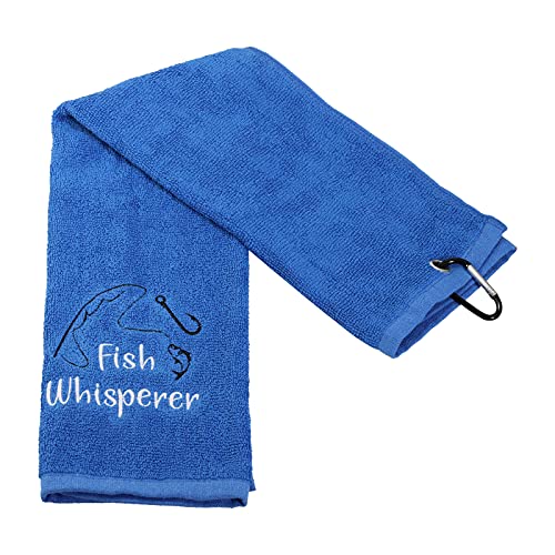 PXTIDY Fish Whisperer Funny Fishing Towel Fisherman Gift Fishing Retirement Gift Fishing Lure Hook Print Embroidered Towel (Sport)
