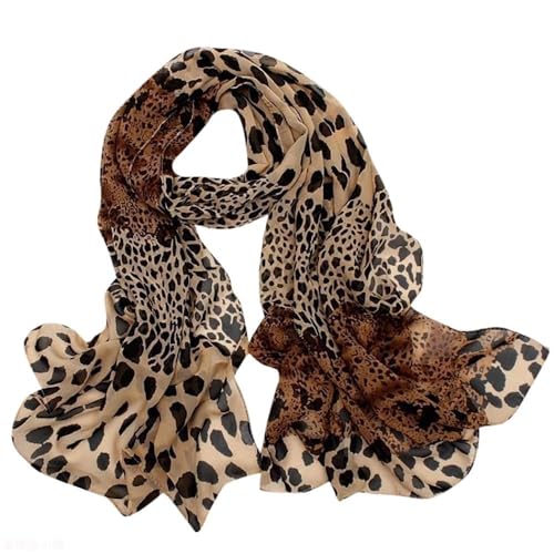 QGSIWEI Sciarpa lunga da donna, morbida, stampa leopardata, chiffon, seta, sciarpa, scialle, stola, abbigliamento da donna, Leopard, Etichettalia unica
