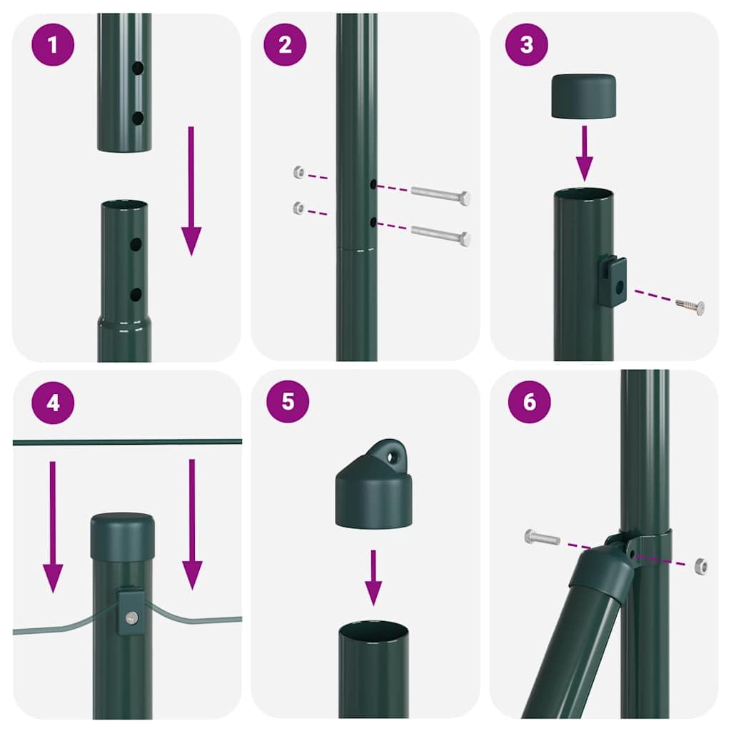 vidaXL Cerca de eslabones de Cadena con Base de concreto 1,5 x 25 m, Jardín y terraza, Postes de Acero Modernos, Cerca Resistente al Clima, protección UV, divisores para tu Paisaje