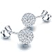 925 Sterling Silver Crystal Button Stud Earrings, (8mm)