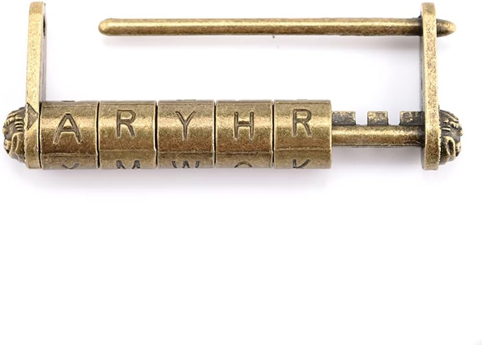 Antique Bronze Retro Combination Lock 5 Letter Zinc Alloy Password Jewelry Box Padlock for Wooden Suitcase Drawer (Bronze 80 * 37mm)