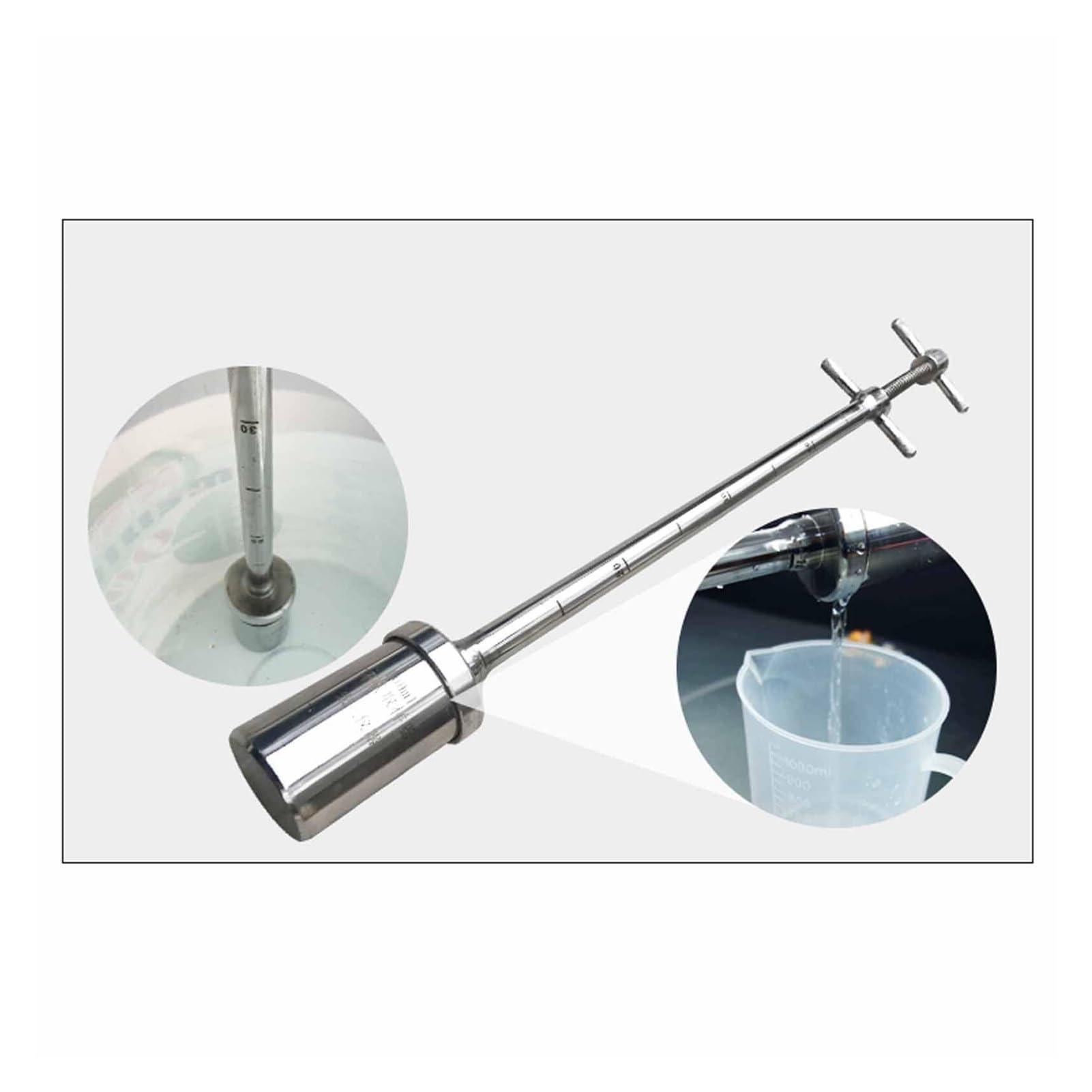 Campionatore Liquidi 100ml in Acciaio Inox - Asta Telescopica 0,5m con Scala Profondità per Olio, Vino & Fluidi Viscosi - Prodotto Industriale per Laboratori, Enologia e Industria Alimentare