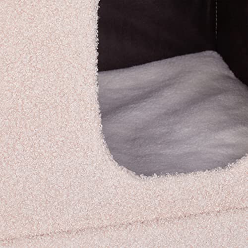 Miniatura 8 de Relaxdays Casa Gato 2 Niveles Plegable, Casita Tejado Mdf, 2 Entradas, Cama-Cueva Gatito, Almacenaje, 86x75x44 Cm, Beige