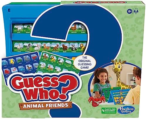 Hasbro Guess Who Animal Friends Board Game for Kids Ages 6+, Guess Who? Game with Animals, Includes 2 Double-Sided Animal Sheets (Amazon Exclusive)