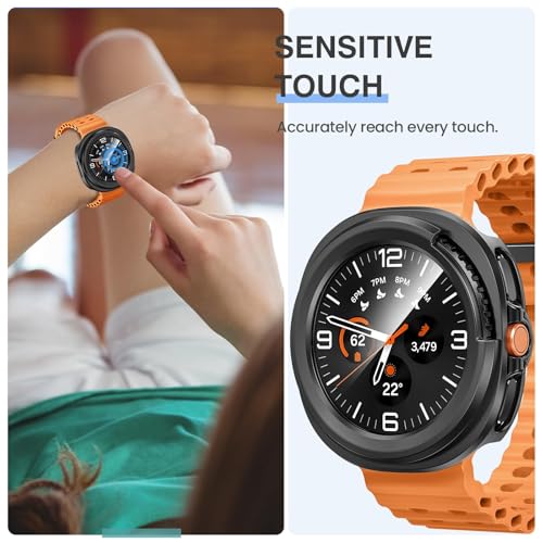 Image of VEMIGON Hard PC Case Compatible with Samsung Galaxy Watch 8 Classic 46mm 2025 Screen Protector, High Sensitive Protective Face Cover with Bumper Built-in Tempered Glass Film - (46mm Black)