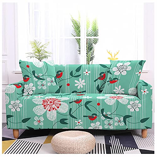 Housse de canapé extensible protecteur meubles chiens imprimé oiseaux fleurs - 2