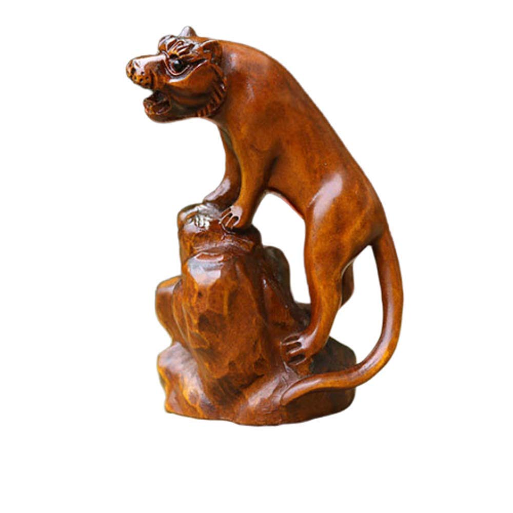 YNIYUJKL Feng Shui Ornaments Wooden Chinese Zodiac Statues Wood Decor Accessories Figurine,Home And Office Sculpture,Hand Carved,Dragon,Tiger-A