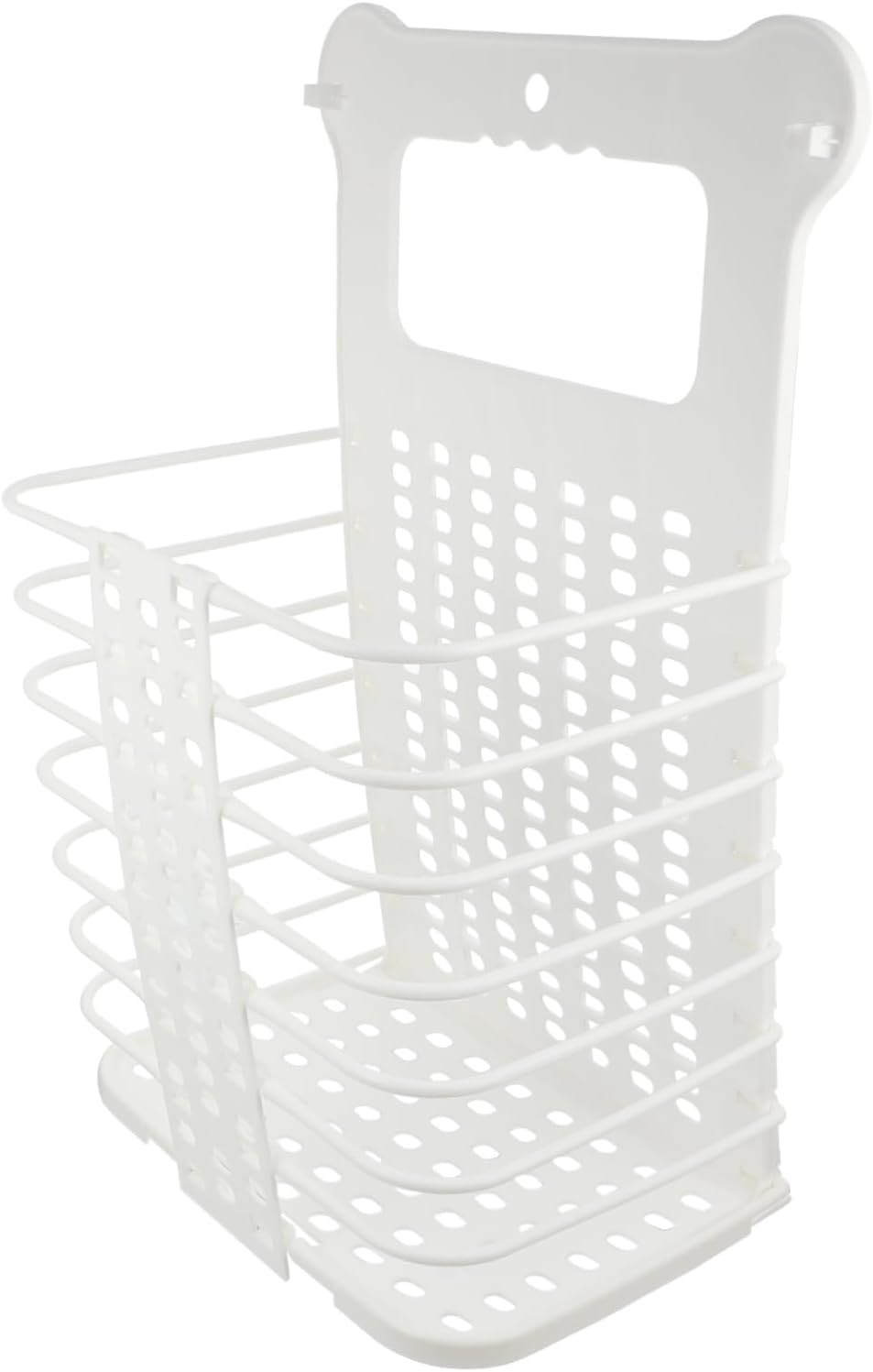 Foldable Bathroom Clothes Basket Wall Mounted Laundry Hamper with Handle Breathable Mesh Design PP Material for Dorms Apartments Campers White Large Capacity