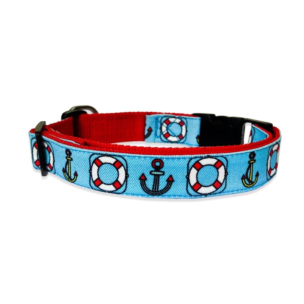 High On Dogs nylon Pawpye The Sailor Dog Collar - Size M/L, 26 x 12 cm, Grey, large