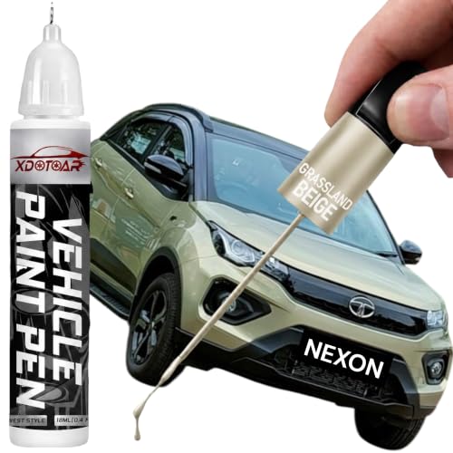 Image of xdotoar Car Touch Up Paint Pen for Tata Nexon GRASSLAND BEIGE | Factory Color Matched 2K Paint Technology | Car Scratch Remover & Paint Chip Repair | Quick Dry Formula | Rust Protection | 18ml