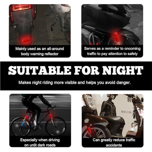 Image of povtii 2 PCS Motorcycle Warning Reflectors, M6x1.0 Waterproof Plastic Reflective Warning Reflector, Motorcycle Rear Safety Reflector with Screw, Universal Motorcycle Accessories (Rectangular, Red)
