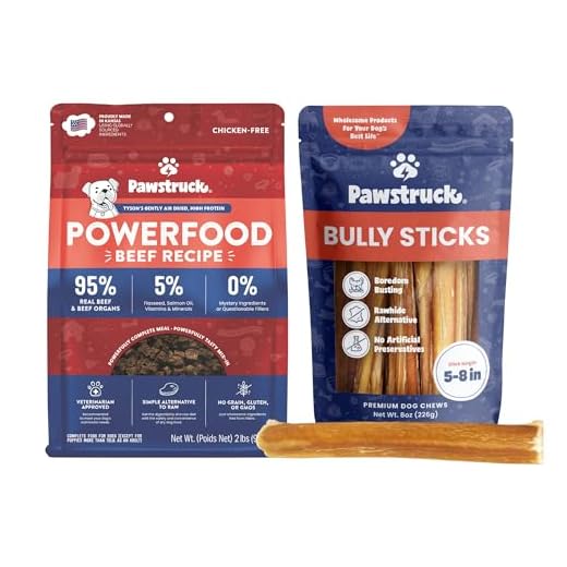 Pawstruck 5-8" Bully Sticks 8oz Variety Pack + Air Dried Powerfood Beef Recipe 2lb Bag Bundle