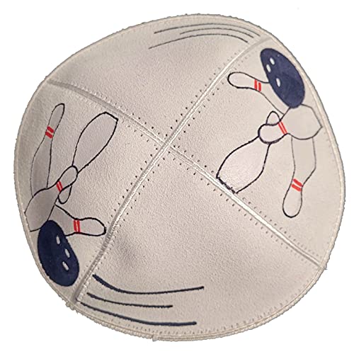 Hand-painted Kippah (Yarmulke) with Bowling Pins and Balls