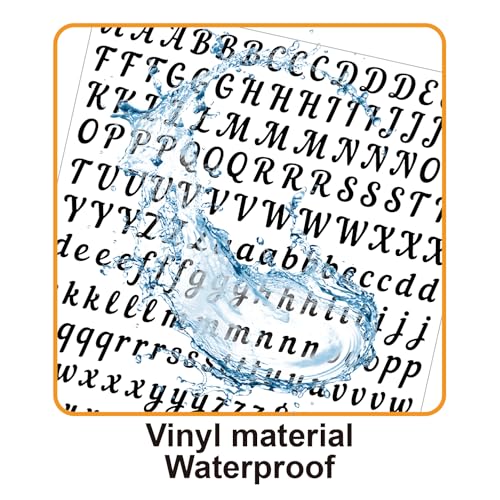 10 Blätter Buchstaben Aufkleber Kleine, 2000 Stücke 13 mm Selbstklebende Buchstaben Zahlen Sticker, Klebebuchstaben Wetterfest Vinyl Alphabet für DIY Scrapbooking, Grußkartendekoration (Schwarz)