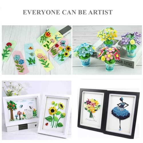 YURROAD Quilling Set mit Quilling Papierstreifen Quilling Werkzeug 15packs Quilling Papier 1860 Streifen 32pcs Quilling Zubehör mit Quilling Tool Stift Elektrisch Quilling Vorlage Quilling Brett