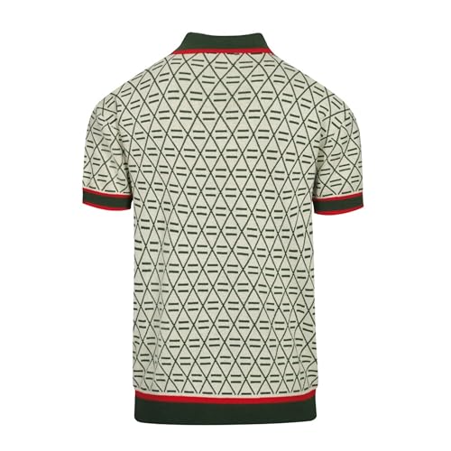 Knit Polo Shirt for Men, Retro Rose and Texture Short Shirt Quarter Button Down Short Sleeve Men's Clothing2