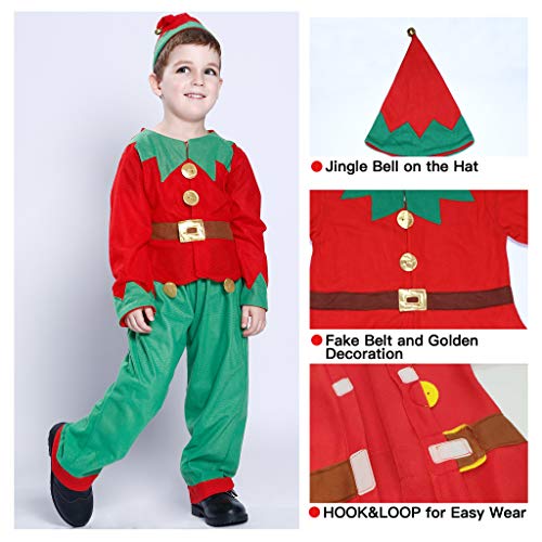 Eraspooky Kids Boys Elf Christmas Costumes Outfit Suit Santa Elf Costume Girls Dress Up Funny Cosplay Party #TOP3