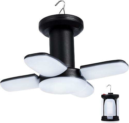 Evgoisle Linterna LED recargable de energía solar portátil de 4 páginas para acampar y senderismo y al aire libre (1)