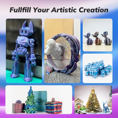 Image of AMOLEN Silk PLA 3D Printer Filament, Shiny Multicolor Rainbow PLA Filament 1.75mm, Fast Color Change PLA 3D Printing Filament for Most FDM 3D Printer, Magenta Pink Blue White, 1kg (2.2lbs)