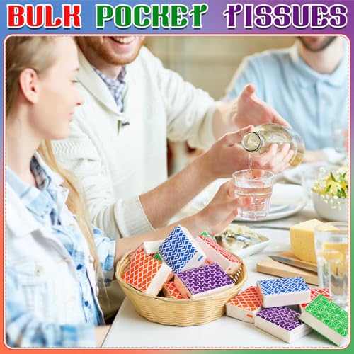 Image of Ctosree 50 Pack Pocket Tissues Travel Packs Bulk 500 Sheet Small Tissues Pocket Packs Party Favors 3 Ply Mini Individual Travel Size for Allergy Camping