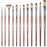Nicpro 12pcs Paint Brush Set, Craft Paint Brushes for Acrylic Painting, Oil, Watercolor, Gouache, Painting...